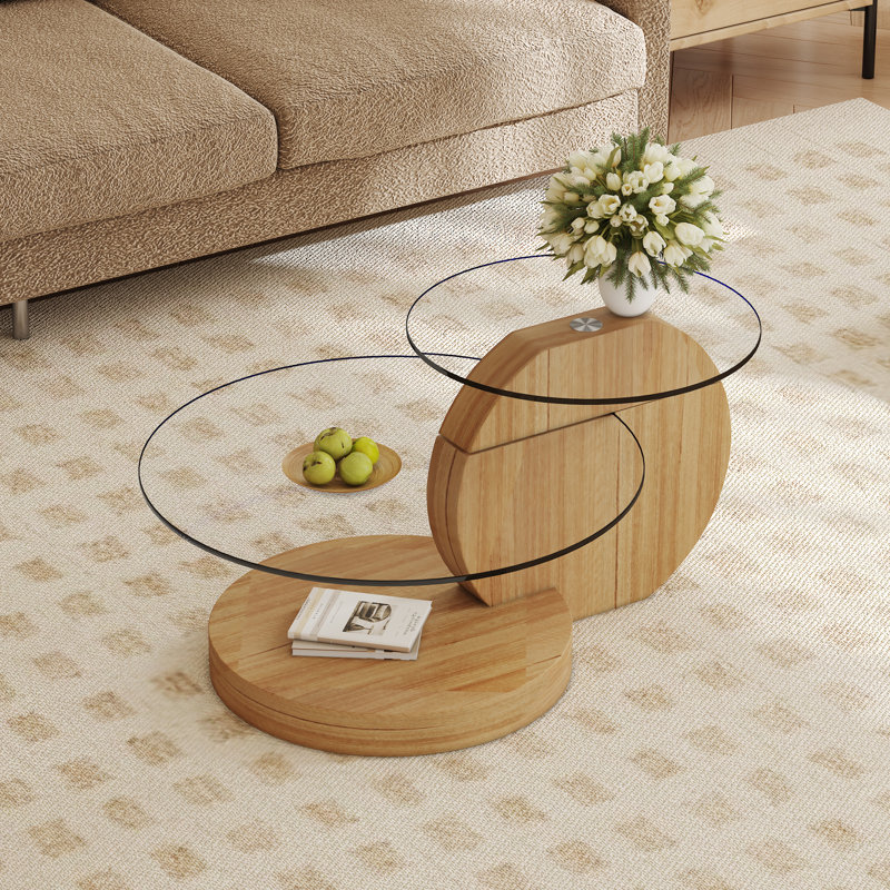 Table basse gigogne moderne Varese, Jaune, Clair, H 17 po x l 42 po x P 31,5 po