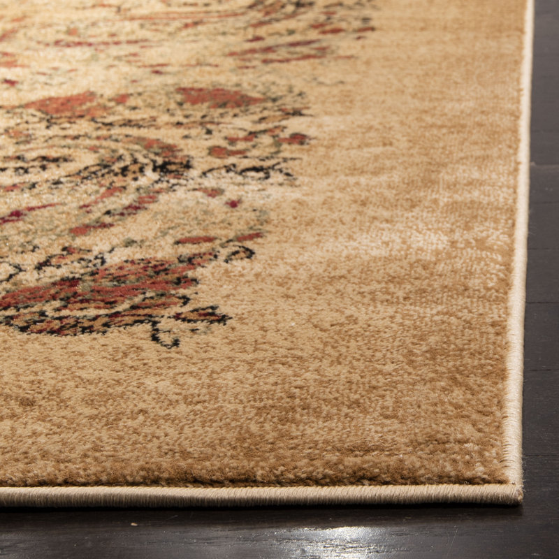 Tapis à motif cachemire brun / rouille / vert clair Klose, Rectangle 9 pi x 12 pi