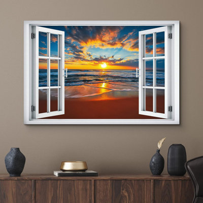 «Window View California Beach Sunset Sky Paradise Wilderness Nature», reproduction sur toile