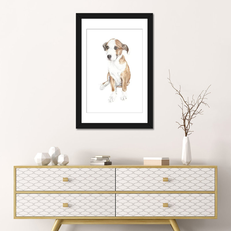« doux chiot dog », impression sur toile, Papier d'art encadré noir, Blanc, H 24 po x l 16 po x P 1 po
