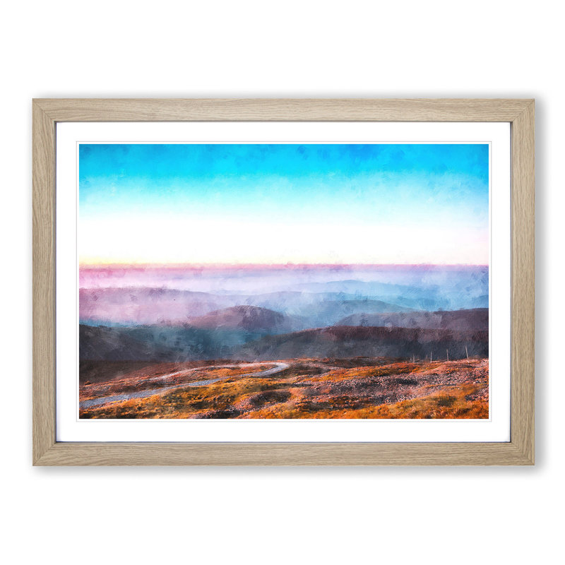 Over The Mountains In Poland - Single Picture Frame Print on MDF, 24cm H x 33cm W x 2cm D, Oak
