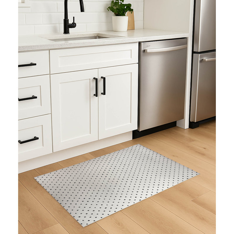Tapis de cuisine léger antidérapant Leo, Rectangulaire 3 pi x 5 pi, Ivoire/gris anthracite