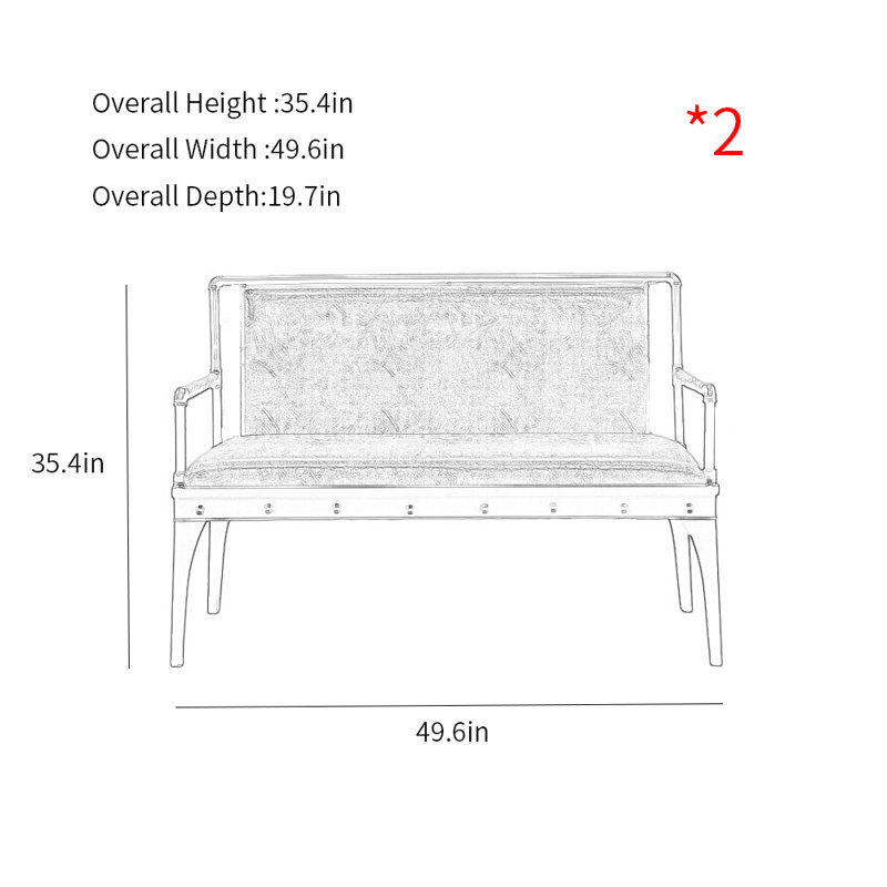 Cafe Bar Restaurant Casual Retro Style Bench Faux Leather Upholstered Bench