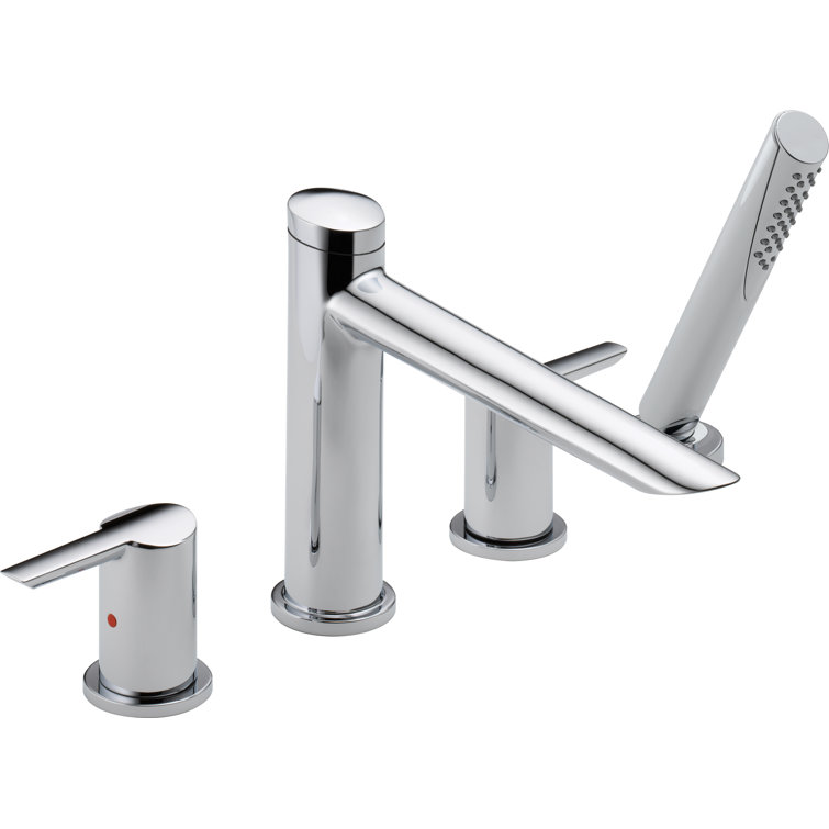 Delta T4761 Compel Double Handle Deck Mounted Roman Tub Faucet Trim with Handshower