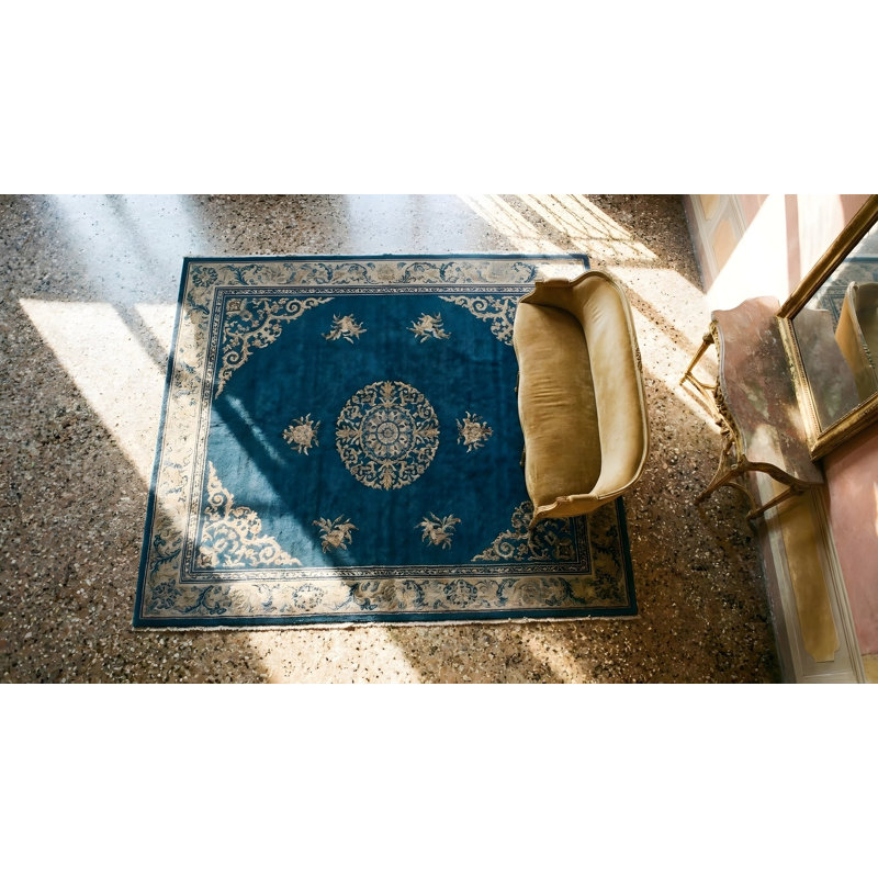 Paire de tapis chinois antiques en laine ivoire