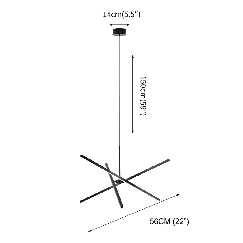 Zhangjing3 Modern Chandelier Sputnik LED Kitchen Island Remote Dimmable, Black, 27.9"H x 27.9"W x 27.9"D