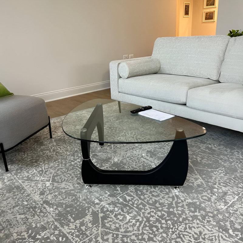 Table basse en verre Muskoka avec base en noyer 43, Noir