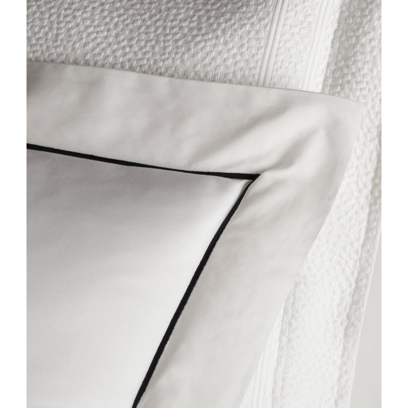 Boutique Percale Sham, Euro, White/Linen