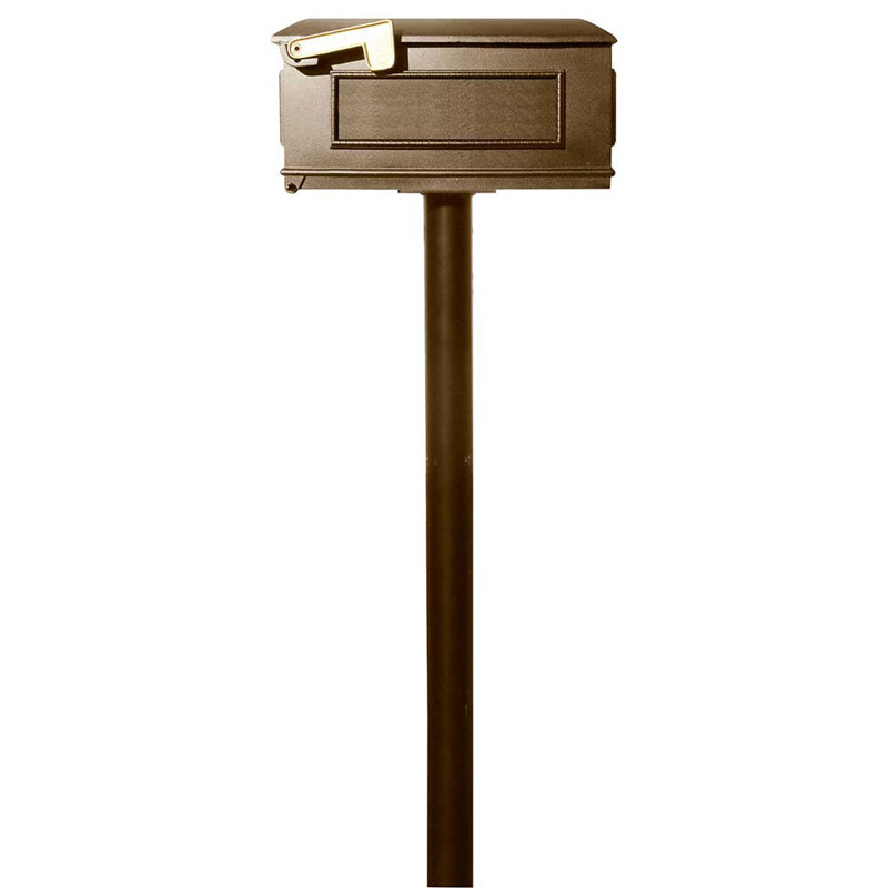 Aluminum Post Mounted Mailbox, Bronze, 70" H x 20" W x 8" D