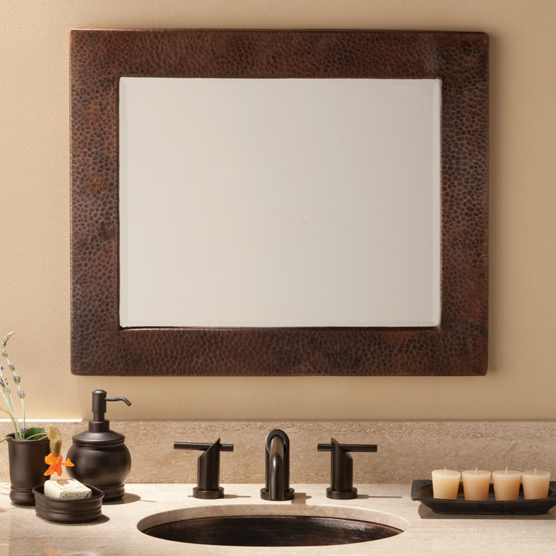 Sedona Rustic Beveled Bathroom Mirror, 26" H x 22" W
