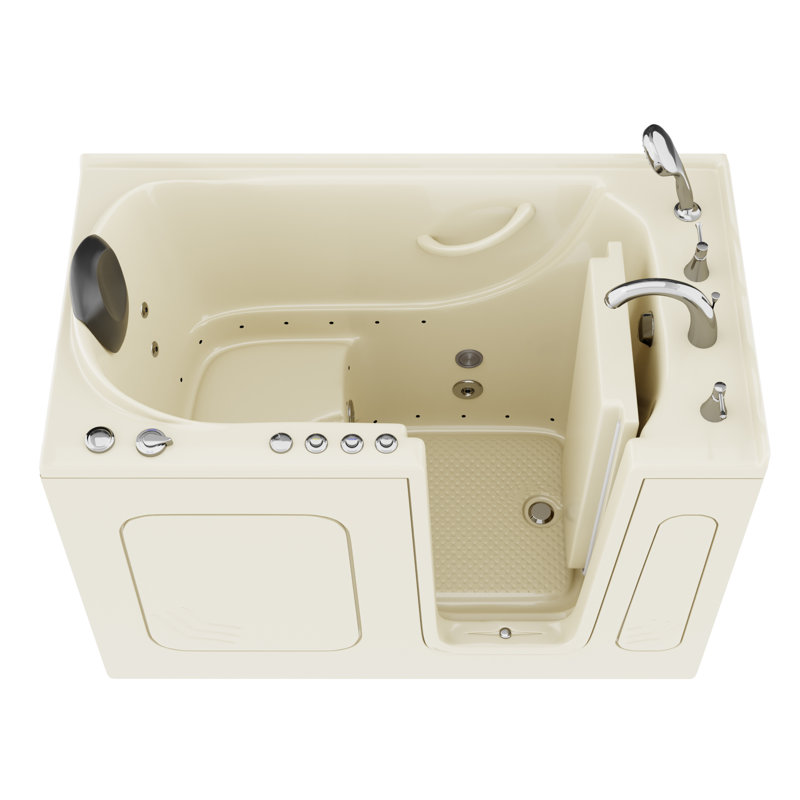 Therapeutic Tubs 30 in. x 54 in. Right Drain Quick Fill Walk-In Whirlpool and Air Tub with Powered Fast Drain in Biscuit