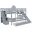 Lit de style gris, 2 tiroirs, 3 tablettes et glissade, structure stable pour un lit superposé gris avec maisonnette Creative