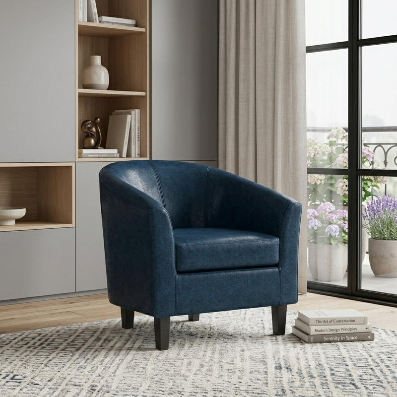  Fauteuil en cuir bleu, Blue