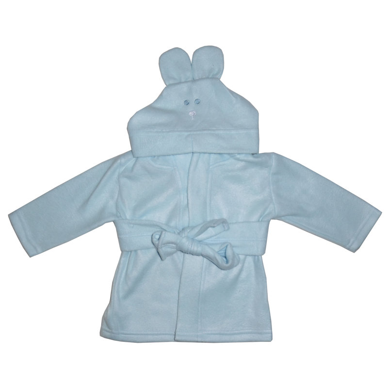 Newborn Blue Fleece Bathrobe with Rabbit Ears Hoodie