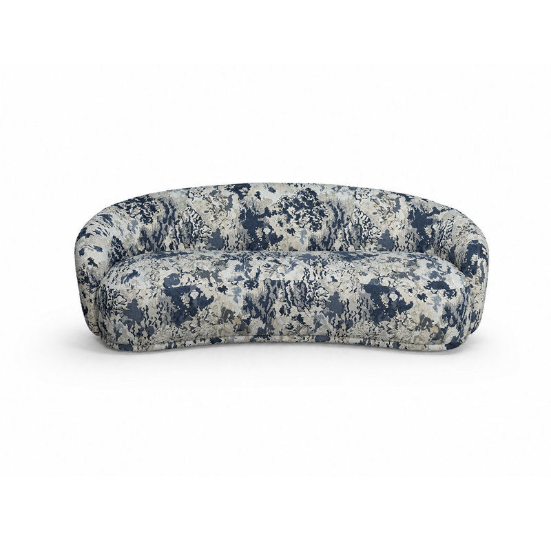 Canapé incurvé en tissu 90,5 po Kendall, Bleu Boucle