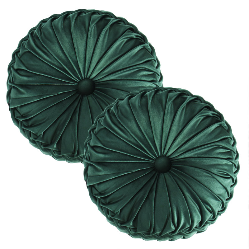 Velvet Round Throw Pillow, Emerald