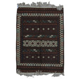 Hand-Knotted High-Quality Dark Brown and Ivory Area Rug