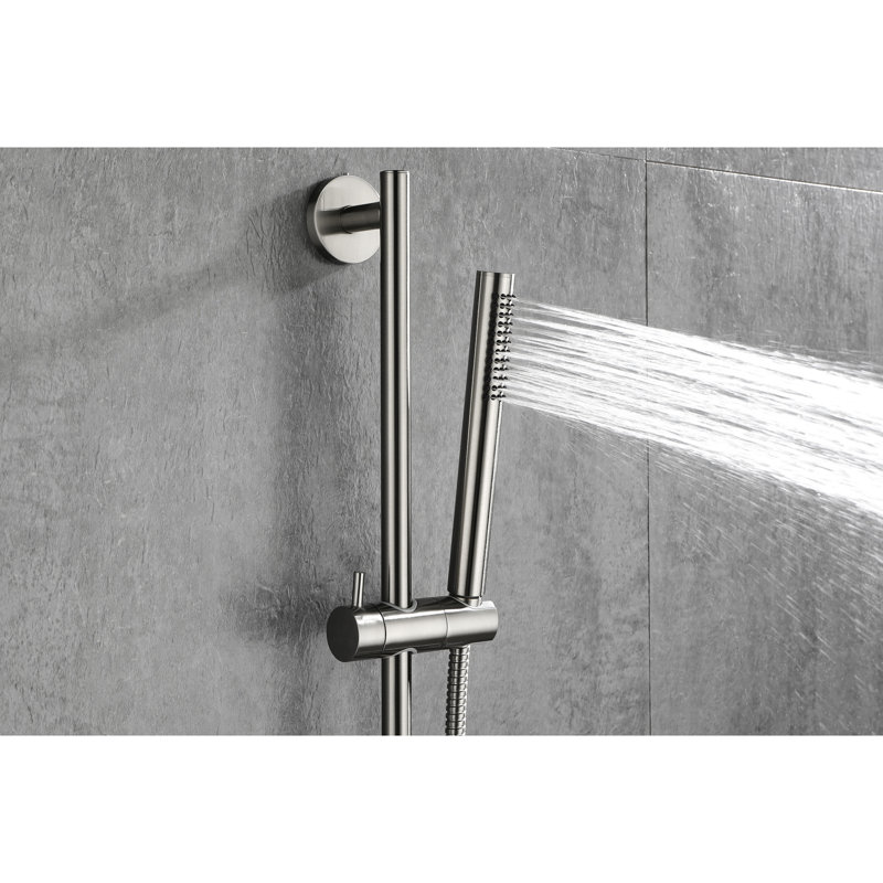 Height Adjustable Handheld Shower With 28 - Inch Slide Bar And 59 Hose, Stainless Steel Build, Multiple Spray Modes For Relaxing Showers Hose Bar, Steel, Functional A Relaxed Showering