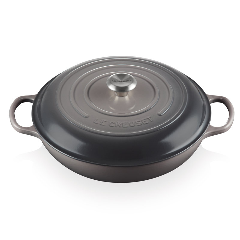 Le Creuset Signature Enameled Cast Iron Braiser with Lid, 3.5 quarts, Oyster
