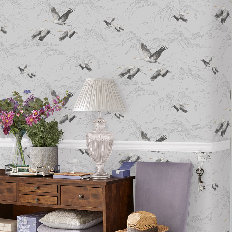Laura Ashley, rouleau de papier peint Animalia, Argent