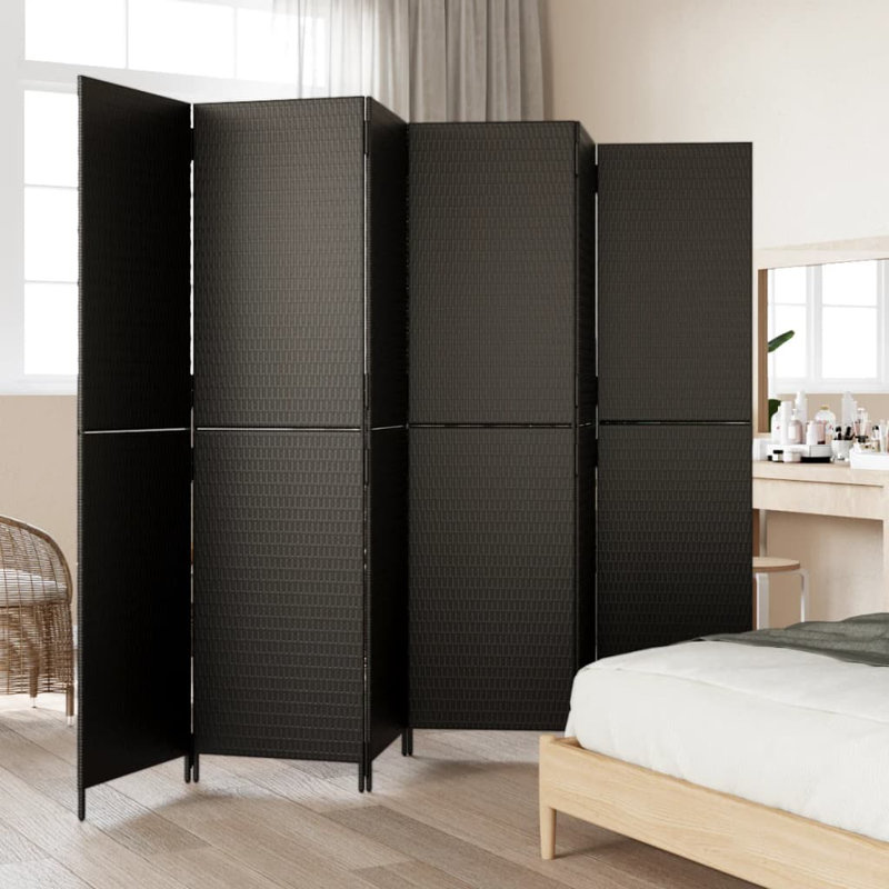 Neyzer Folding Room Divider, 6, Black, 180cm H x 294 cm W