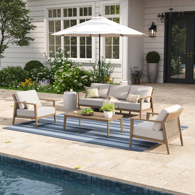 Bankston Wicker 5 - Person Patio Conversation Set with Cushions