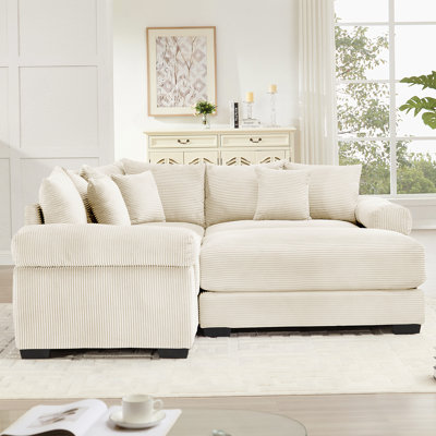 Oversized Cloud Modular Sectional Couch, Convertible Design with Extra-Thick Armrests, Soft Corduroy Fabric, Ergonomic Comfort, Easy Assembly for Living and Reading Rooms
