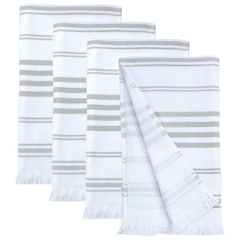Hammam Collection 100% Cotton Kitchen Hand Towel Set, Hand Towels - 4 Pack, Gray