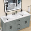 Dessus de meuble-lavabo double 72 po x l 22 po avec comptoir en pierre en résine et comptoir en pierre avec comptoir pré-percé et trop-plein
