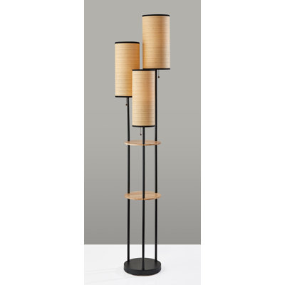 Cylee 68.5'' Black Tray Table Floor Lamp Set