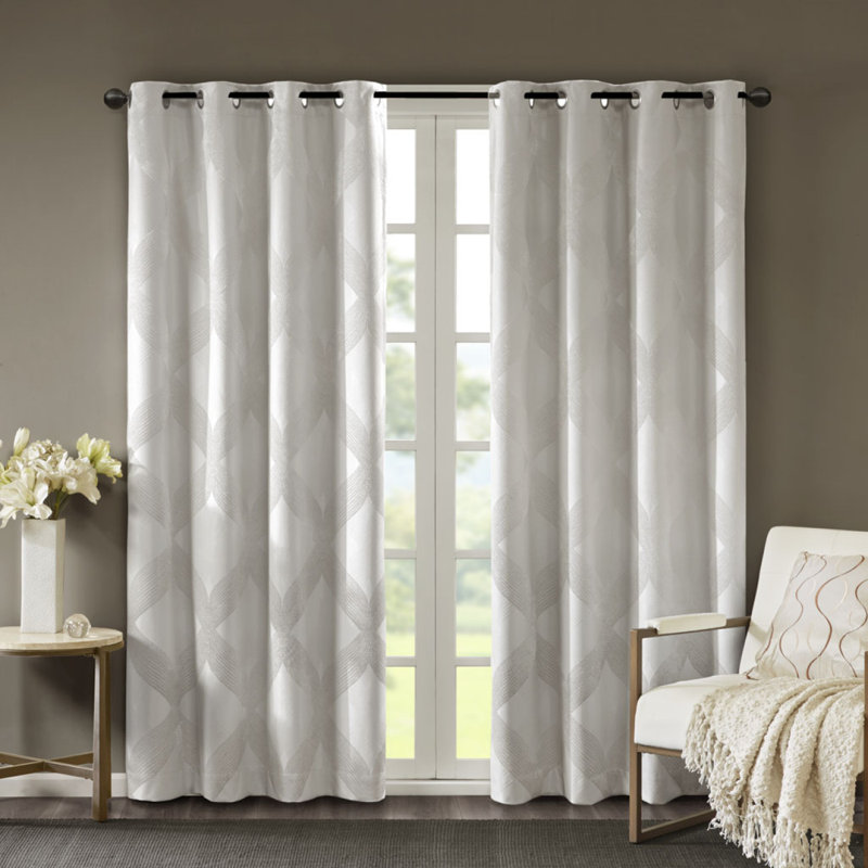 Panneau de rideau occultant en tricot jacquard Ogee (seulement 1 panneau PC)