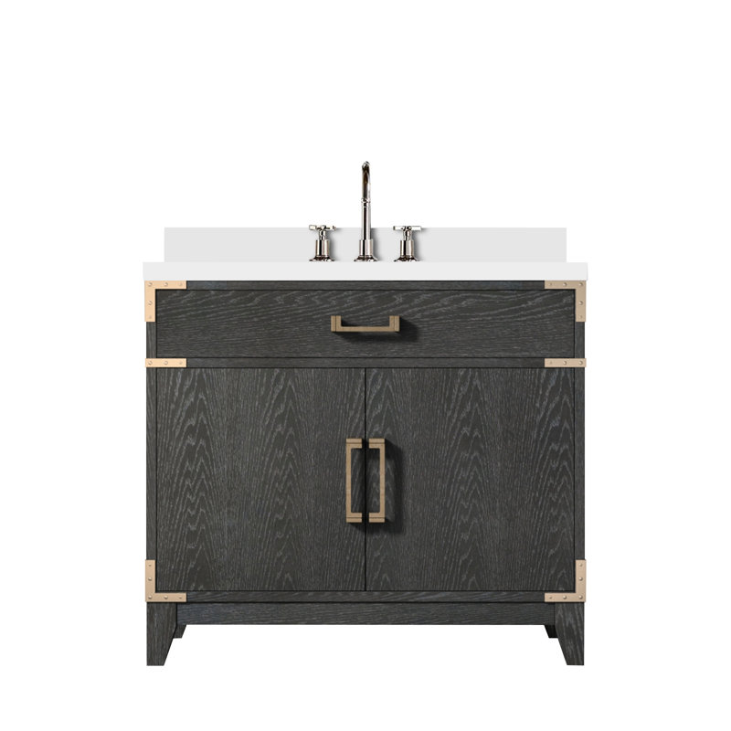 Ensemble de meuble-lavabo simple 36 po x P 22 po Laurel, Chêne noir, Quartz blanc
