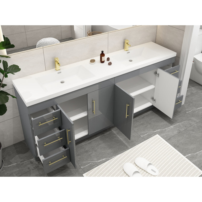Ensemble de meuble-lavabo double 84 po Brower, Gris lustré
