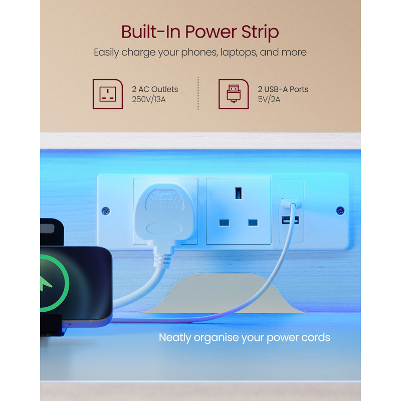 Metal Base Standing Desk with Power Outlet