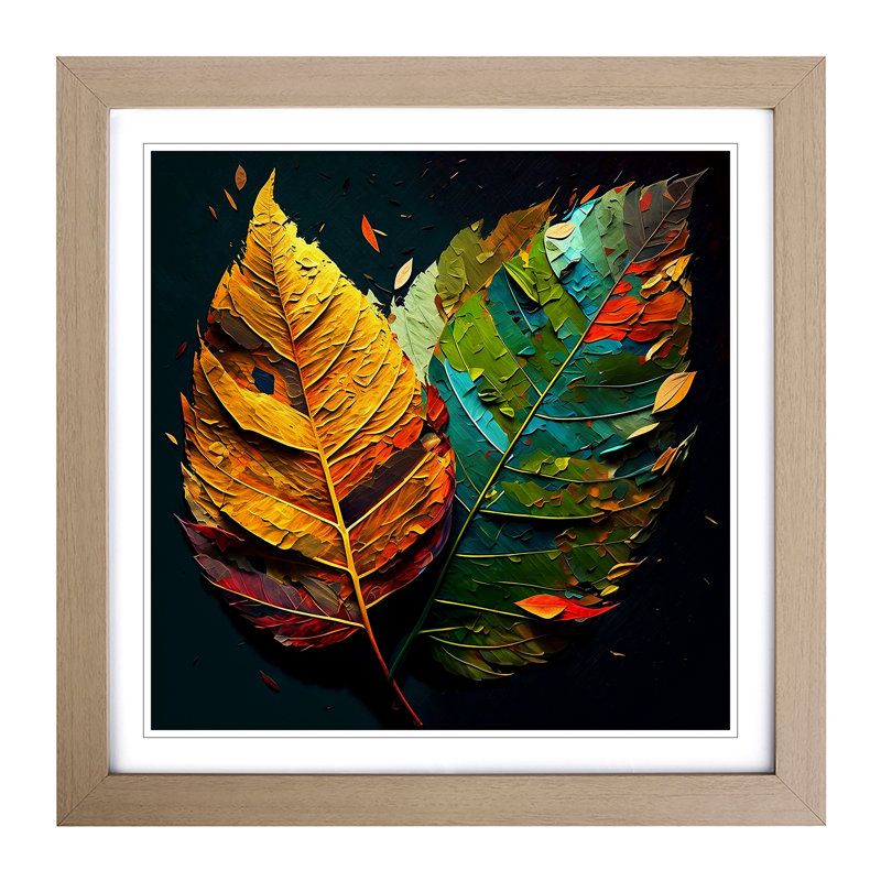 Leaf Painting - Framed Print, Oak Framed