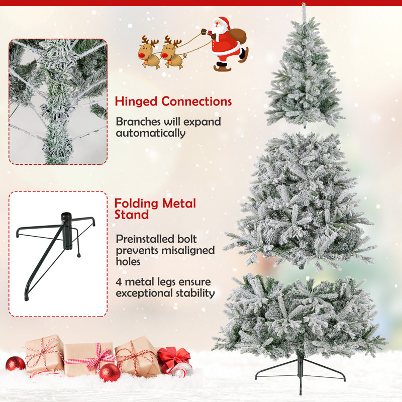Arbre de Noël artificiel illuminé 7 pi avec 852 branches et 240 lumières DEL 9 modes 4 niveaux de luminosité et minuterie