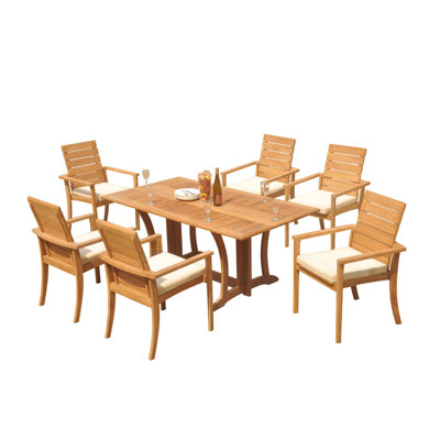 Algrave 6 - Person Teak Wood Patio Dining Set with