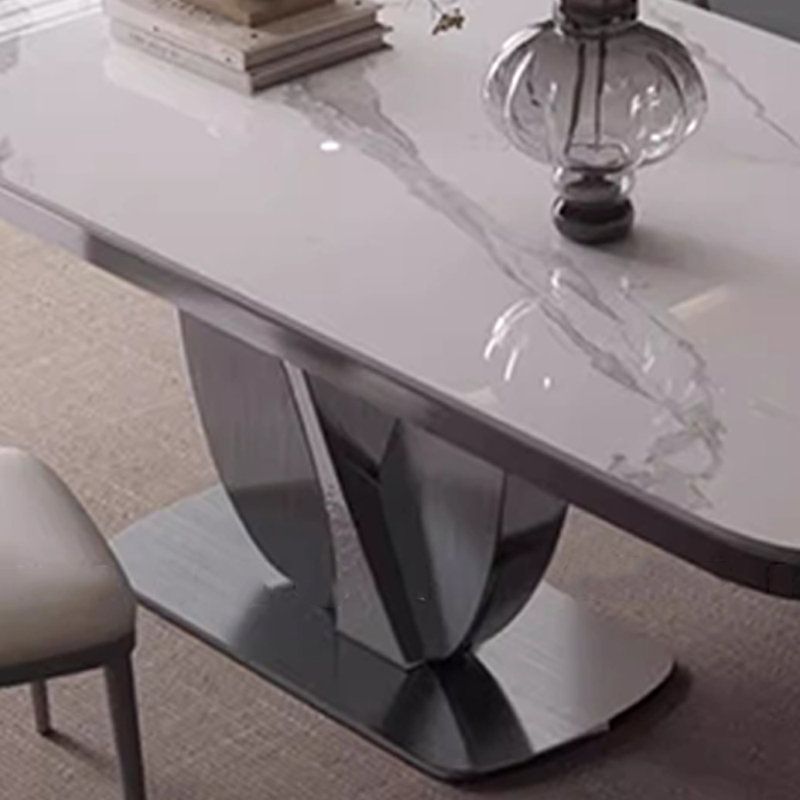 Table et chaise de luxe minimaliste et moderne, H 29,5 po x L 70,8 po x l 35,4 po, Blanc