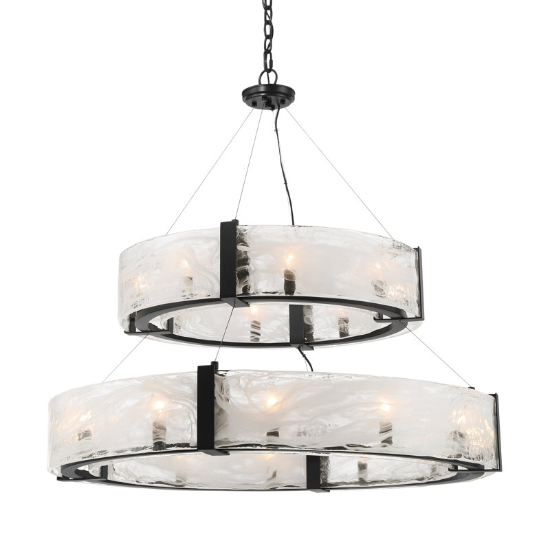 Cloud Break 20 - Light Steel Chandelier