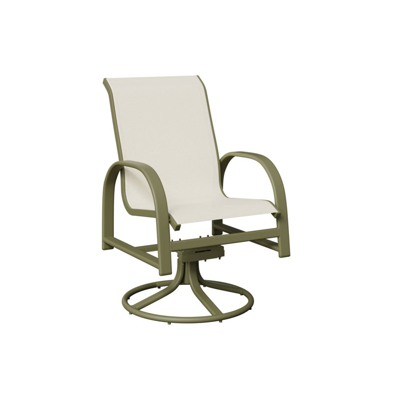 Chaise de salle à manger pivotante Amma, Blanc, Aluminium vert sauge