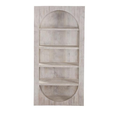 Bali Coastal Modern Farmhouse Mango Wood Bookcase with Whitewash