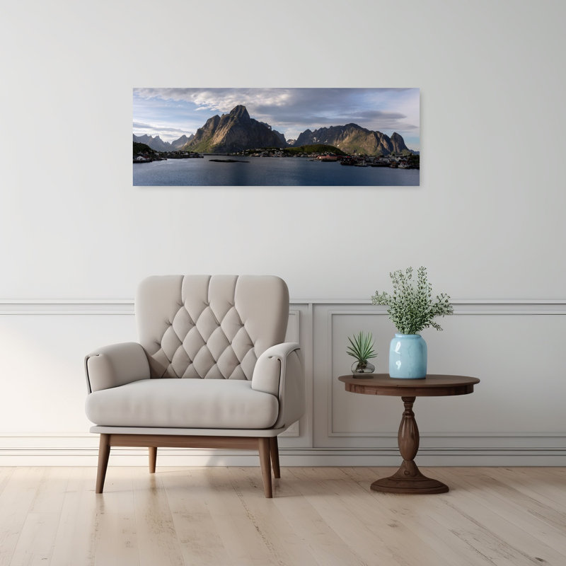 Art mural paysage côtier norvégien, H 36 po x l 12 po