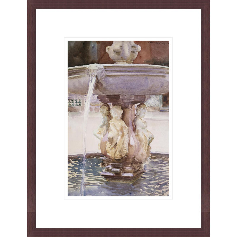 Fontaine espagnole par John Singer Sargent, impression giclée sur cadre, H 16,75 po x l 12,93 po