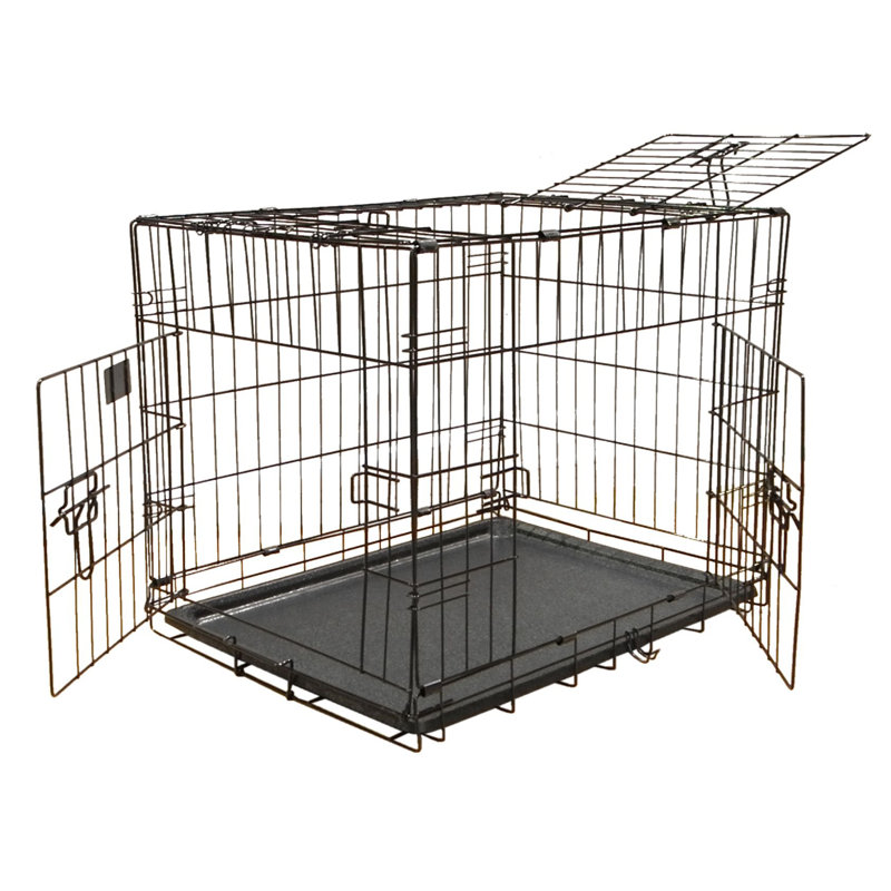 Metal Collapsible Pet Crate with 3 Doors, Large (30" H x 28" W x 42" D)