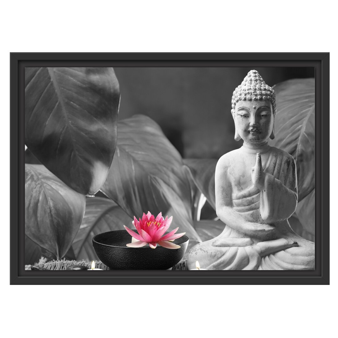 Gerahmtes Wandbild Buddha mit Seerose