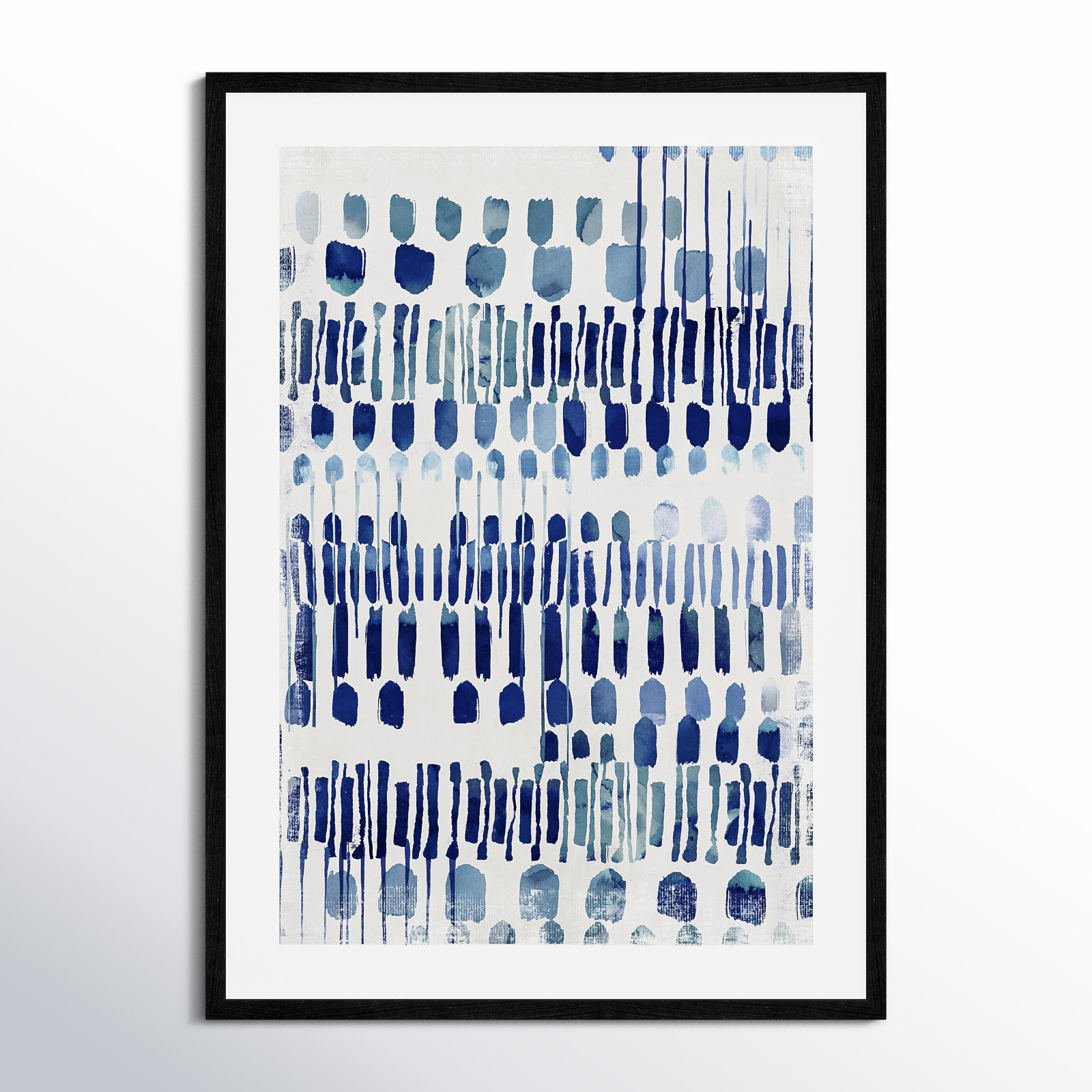 Fynn "Continuously I" Painting by Eva Watts, 35.5" H x 25.5" W x 0.75" D, Black Wood Grain Framed Paper, White