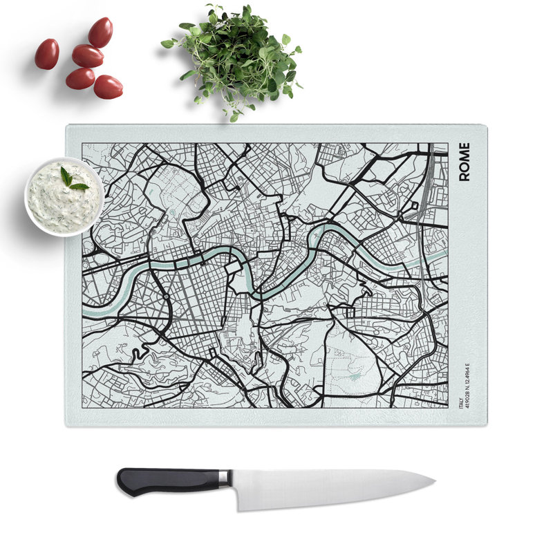 Map Rome Italy Chopping Board, 20cm W x 28.5cm L
