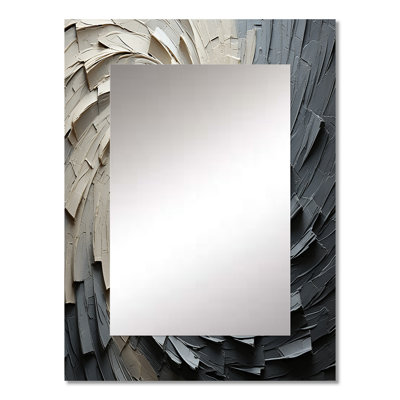 Grey Beige Meditative Movement III - Abstract Spirals Decorative Mirror, Modern Wall Mirror, Printed Metal Art