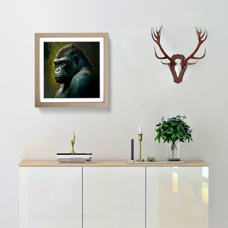 Gorilla Realism - Single Picture Frame Print on Wood, Oak