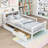 Twin Wooden Platform Bed with Headboard Storage, Safety Guardrails and Drawers-1458193654